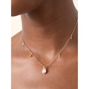Ettika Dripping in Crystals Drop Necklace 18K Gold Plated Clear Crystal NEW